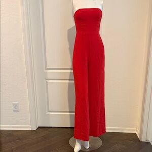 Amanda Uprichard Strapless Red Jumpsuit